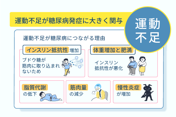 運動不足が糖尿病発症に大きく関与