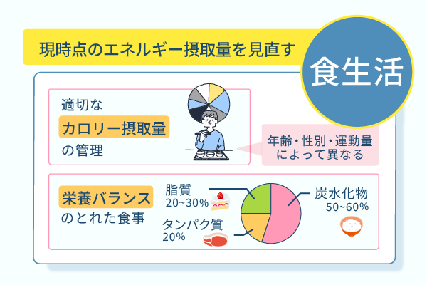 現時点のエネルギー摂取量を見直す