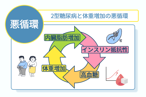 2型糖尿病と体重増加の悪循環