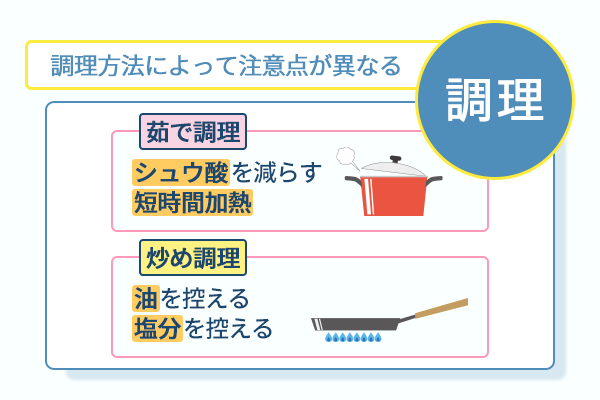調理方法によって注意点が異なる