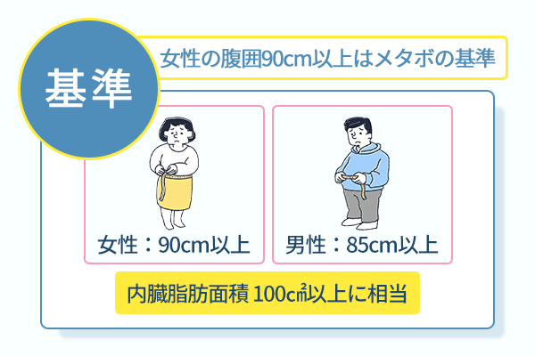 女性の胸囲90cm以上はメタボの基準