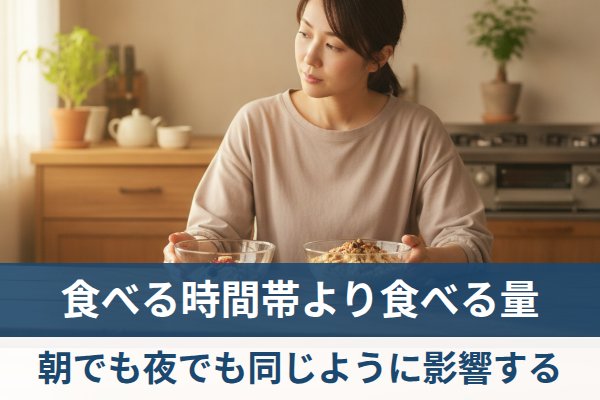 朝と夜のどちらで食べるかより1回の量が血糖値にとってより重要な要素