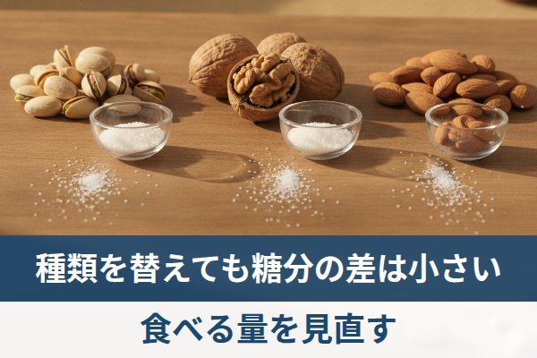 アーモンドやくるみと比べたピスタチオの糖分